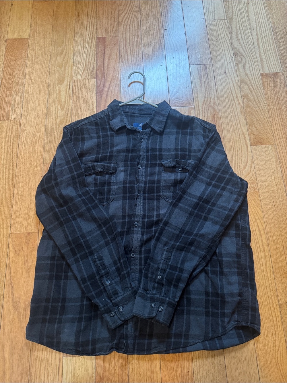 George Men's Black & Gray Plaid Shirt Jacket